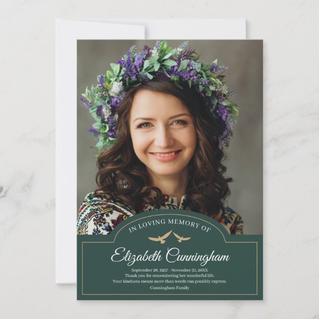 Memorial Funeral Monogram Classic Photo Thank You Card (Front)