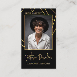 Memorial Funeral Photo Prayer Golden Frame Custom Business Card