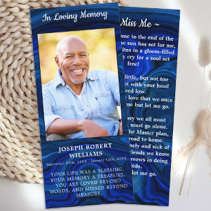 Memorial Funeral Prayer Bookmark Blue Marble Phot 
