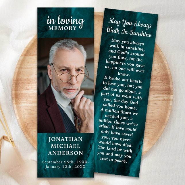 Memorial Funeral Prayer Bookmark Emerald Green     (Creator Uploaded)