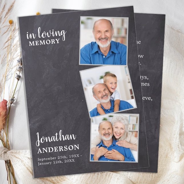 Memorial Funeral Prayer Card 3 Photo Slate  (Creator Uploaded)