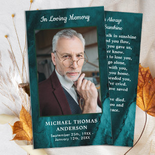 Memorial Funeral Prayer Card Emerald Green  Photo 