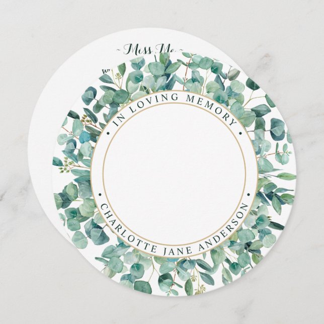 Memorial Funeral Prayer Card Eucalyptus Greenery  (Front/Back)