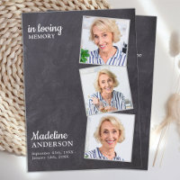 Memorial Funeral Prayer Card Rustic 3 Photo Slate 