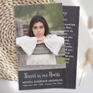 Memorial Funeral Prayer Card Rustic Photo