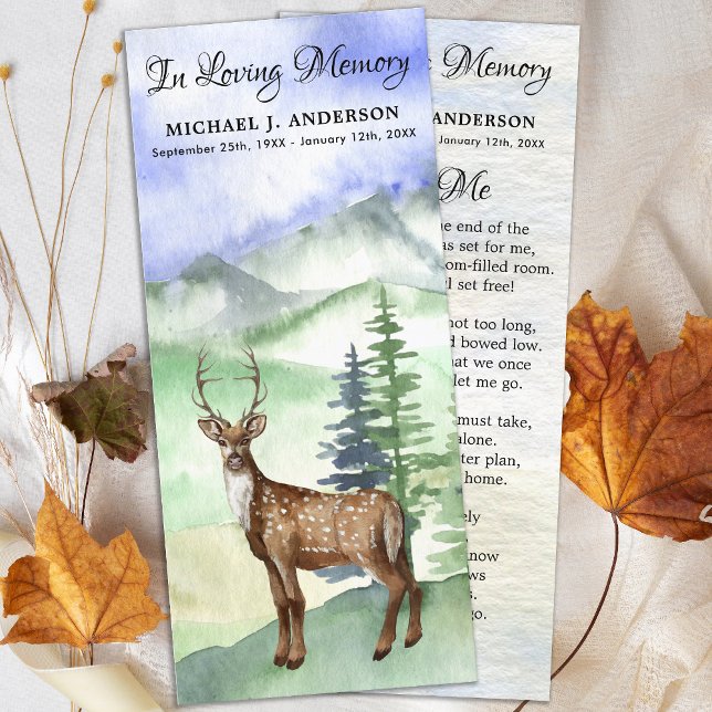 Memorial Funeral Prayer Card Woodland Deer (Creator Uploaded)