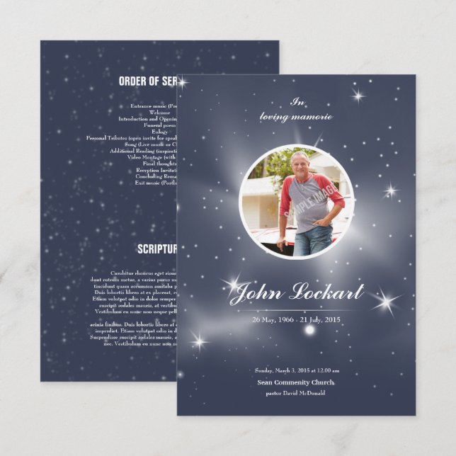 Memorial Funeral Program Card (Front/Back)