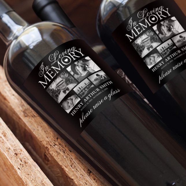 Memorial Funeral | Raise a Glass Remembrance Wine Label (Creator Uploaded)