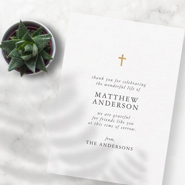 Memorial Funeral Rest In Peace Modern Simple Cross Card (Creator Uploaded)