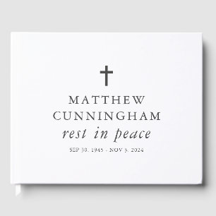 Memorial Funeral Rest In Peace Modern Simple Cross Guest Book