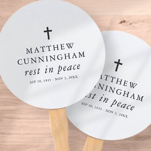 Memorial Funeral Rest In Peace Modern Simple Cross Hand Fan