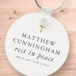 Memorial Funeral Rest In Peace Modern Simple Cross Key Ring<br><div class="desc">This simple and classic design is composed of serif and sans serif typography.</div>