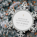 Memorial Funeral Rest In Peace Modern Simple Cross Snowflake Pewter Christmas Ornament<br><div class="desc">This simple and classic design is composed of serif and sans serif typography.</div>