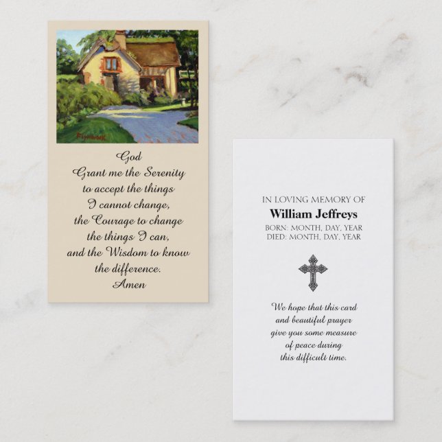 Memorial Funeral Serenity Prayer Card (Front/Back)