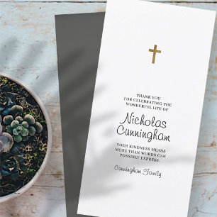 Memorial Funeral Simple and Modern Cross Thank You Card
