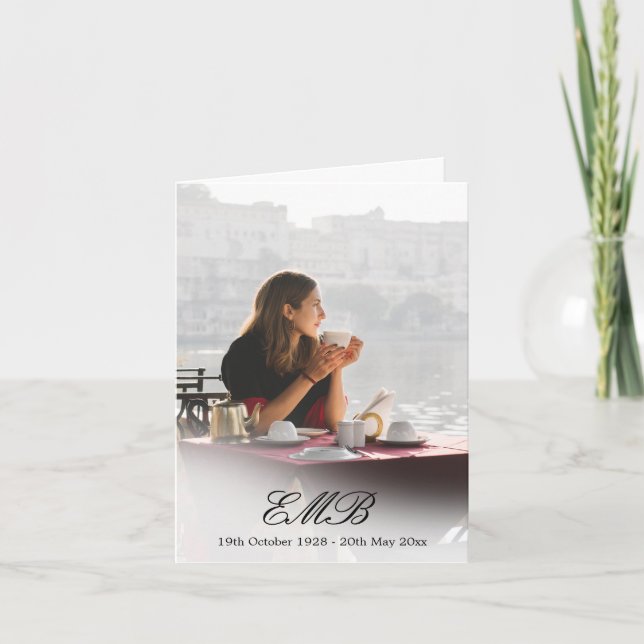 Memorial Funeral Simple White Overlay Photo Invitation (Front)