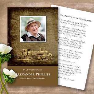 Memorial Funeral Steam Train Prayer Sympathy Cards