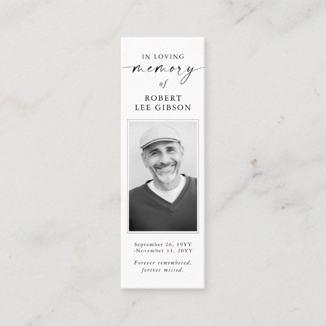 Memorial Funeral Sympathy Photo Bookmark Card (Front)