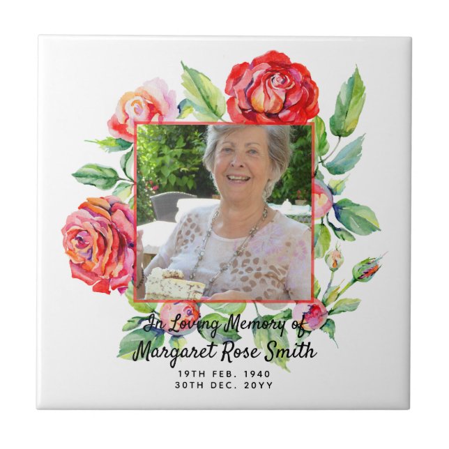 Memorial Gift For Loss of Mother PHOTO Bereavement Tile (Front)