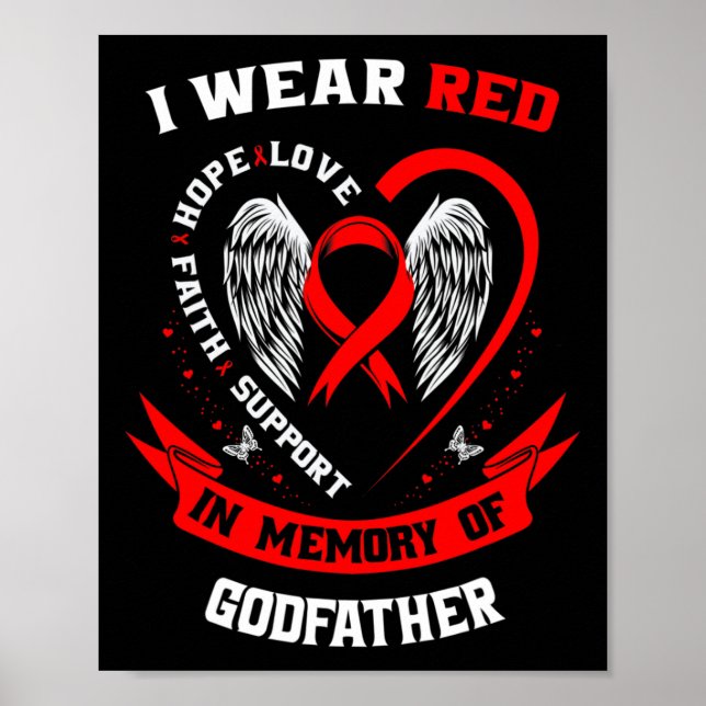 Memorial Gifts For Loss Of Godfather Heart Disease Poster (Front)