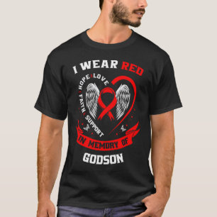 Memorial Gifts For Loss Of Godson Heart Disease Aw T-Shirt
