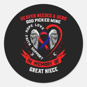 Memorial Gifts Loss Great Niece Heart Disease Awar Classic Round Sticker