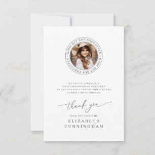 Memorial Gone But Not Forgotten Elegant Chic Photo Thank You Card