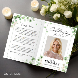 Memorial,Green Order of Service, Foto Funeral Programme