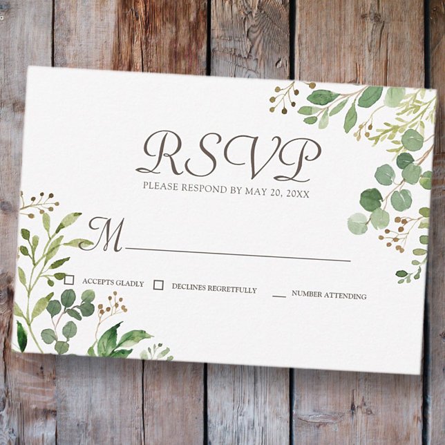 Memorial Greenery Foliage Botanical Reply RSVP Card (Creator Uploaded)