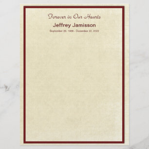 Memorial Guest Book Filler Paper Pages, Cream