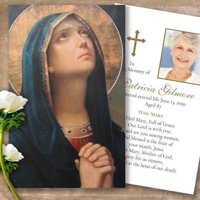 Memorial Heavenly Mother Prayer Sympathy Cards (catholic, religious, celebration of life, in loving memory of, prayer cards for bereavement)