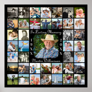 Memorial IN LOVING MEMORY 41 Photo Collage Black Poster