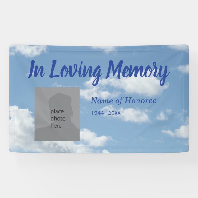 Memorial In Loving Memory Blue Sky Banner (Horizontal)