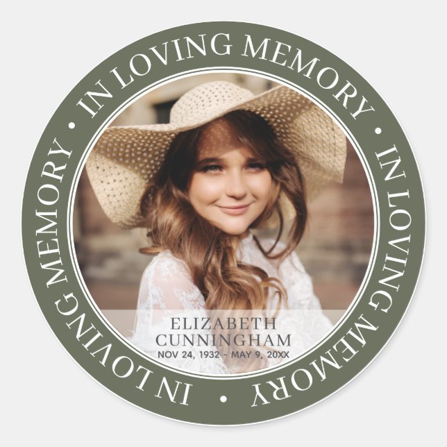 Memorial In Loving Memory Classic Custom Photo Classic Round Sticker (Front)