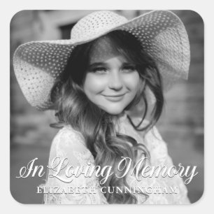 Memorial In Loving Memory Classic Elegant Photo Square Sticker