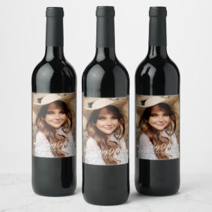 Memorial In Loving Memory Classic Elegant Photo Wine Label