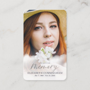 Memorial In Loving Memory Clouds Modern Photo Business Card