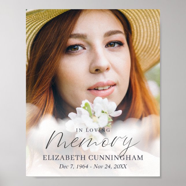 Memorial In Loving Memory Clouds Modern Photo Poster (Front)