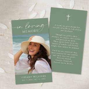 Memorial In Loving Memory Cross Photo Prayer Card