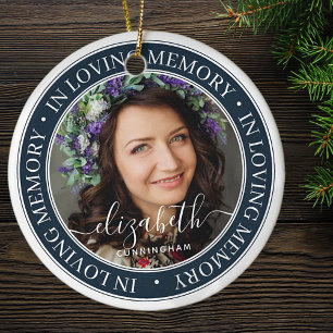 Memorial In Loving Memory Elegant Classic Photo Ceramic Tree Decoration
