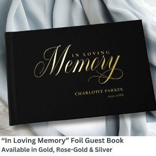 Memorial "In Loving memory" Gold-Foil, Black Guest Book