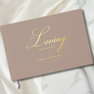  Memorial "In Loving memory" Gold-Foil, Blue  Guest Book