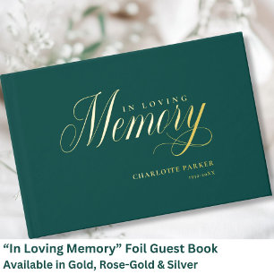 Memorial "In Loving memory" Gold-Foil, Green Guest Book