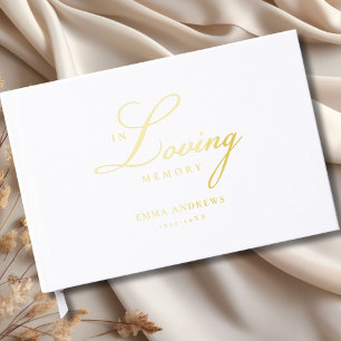 Memorial "In Loving memory" Gold-Foil, White Guest Book