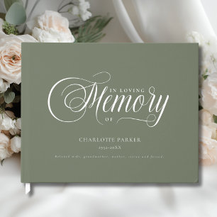 Memorial "In Loving memory"  Green Guest Book