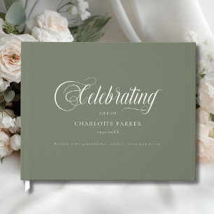 Memorial "In Loving memory"  Green Guest Book