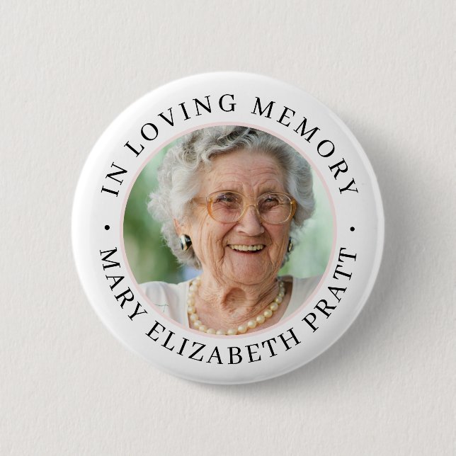 Memorial In Loving Memory Modern 6 Cm Round Badge (Front)