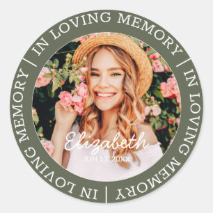 Memorial In Loving Memory Modern Custom Photo Classic Round Sticker