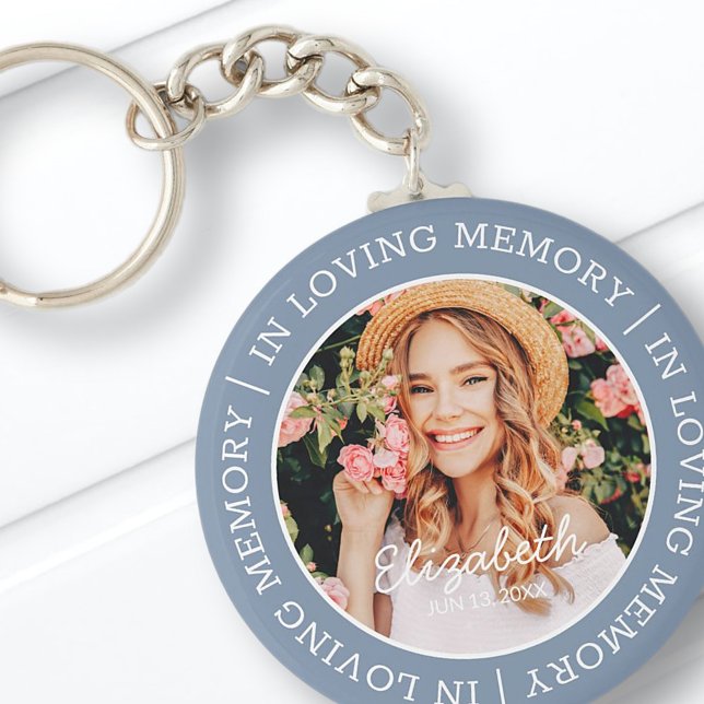 Memorial In Loving Memory Modern Custom Photo Key Ring (Creator Uploaded)