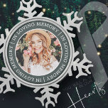 Memorial In Loving Memory Modern Custom Photo Snowflake Pewter Christmas Ornament<br><div class="desc">This simple and modern design is composed of serif typography and add a custom photo. "In Loving Memory" encircles the custom photo of your loved one.</div>